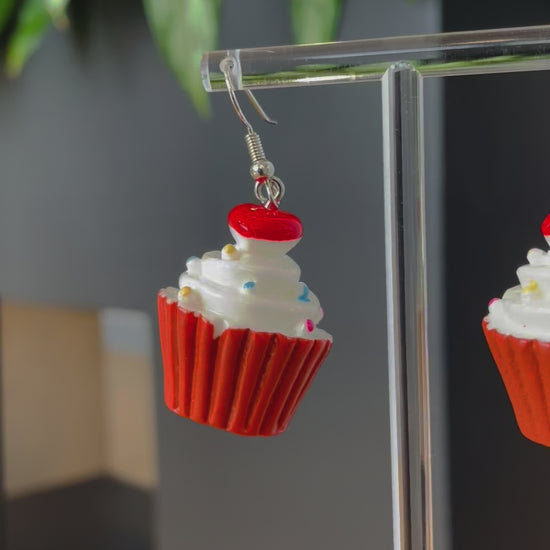 Red Cupcake Earrings