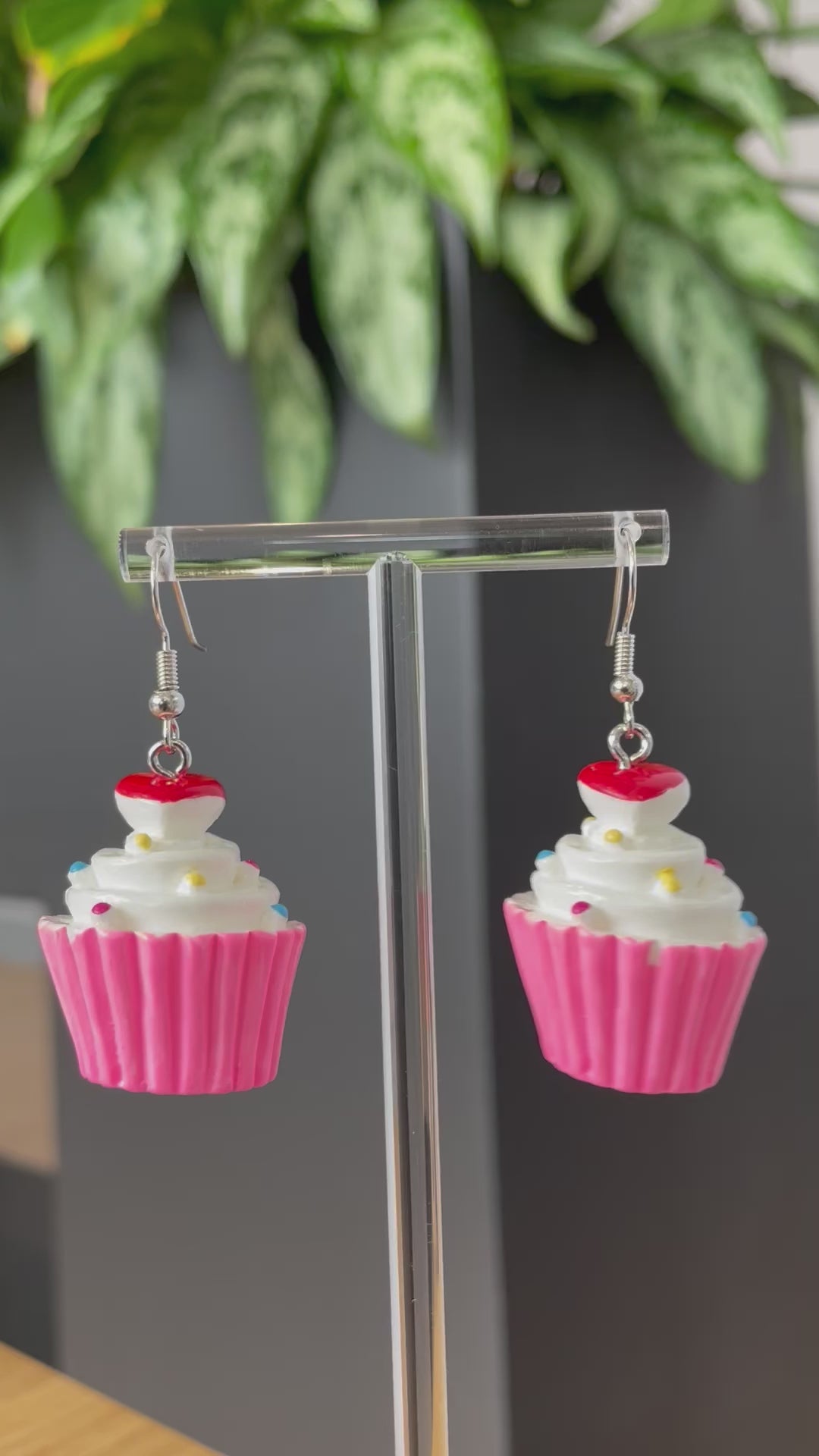 Pink cupcake earrings