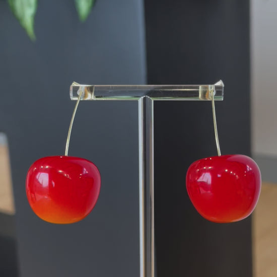 Shiney Red Cherry Earrings