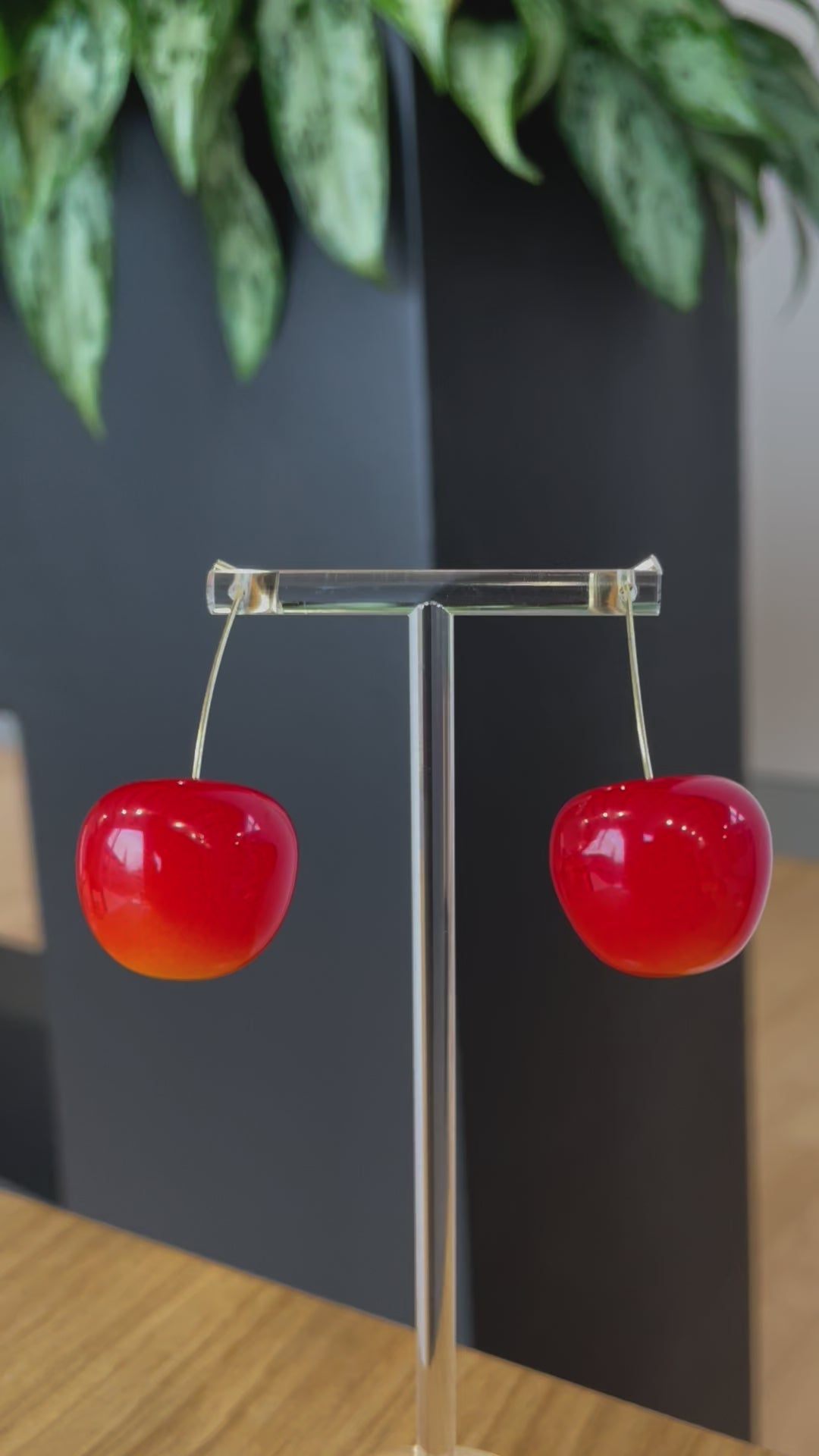 Shiney Red Cherry Earrings