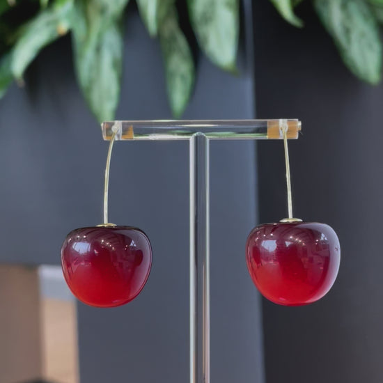 Shiney Red Cherry Earrings 