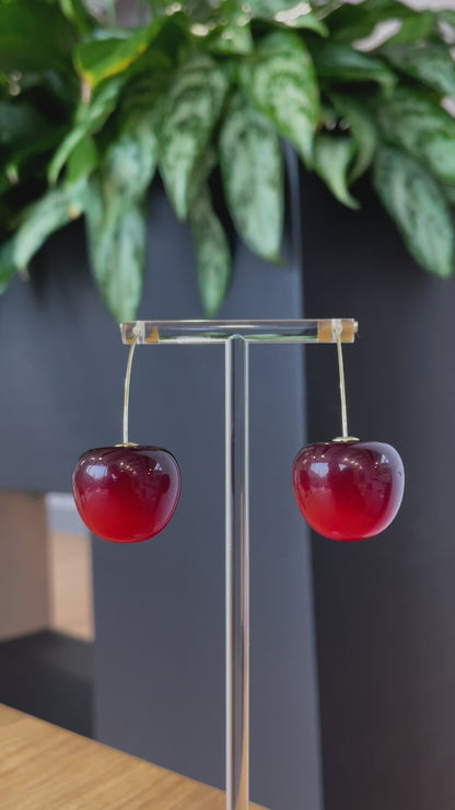 Shiney Red Cherry Earrings 