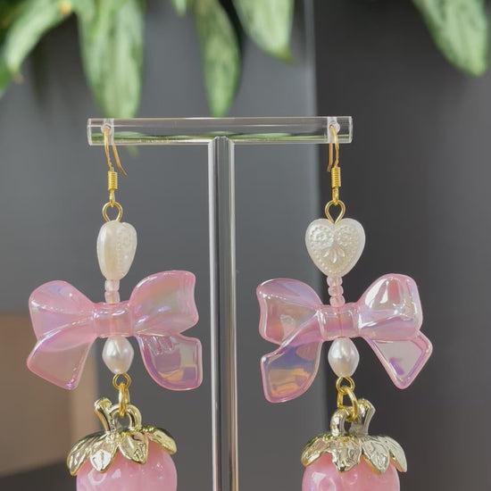 Pink Bow Earrings 