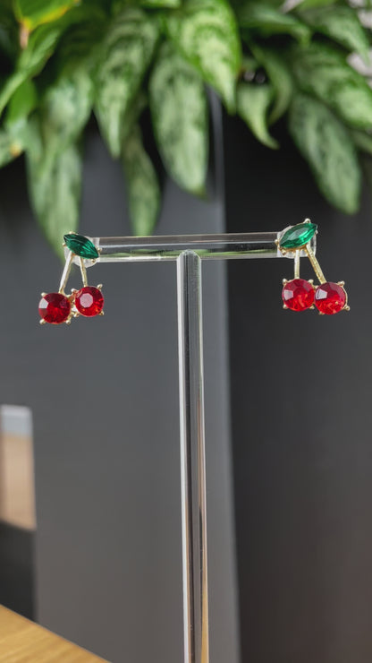 Small glass cherry earrings 