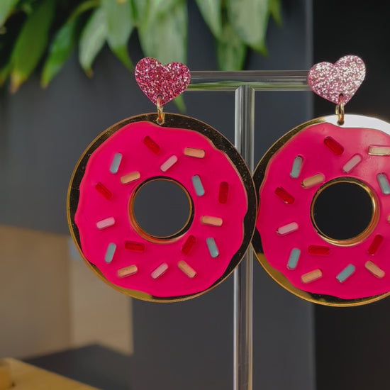 Big Pink Donut earrings 