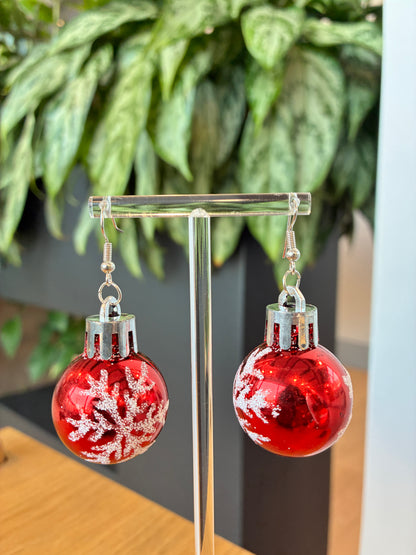 Christmas snowflake bauble earrings